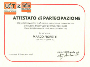 Installatore e manutentore chiusure tagliafuoco Installatore e manutentore chiusure tagliafuoco